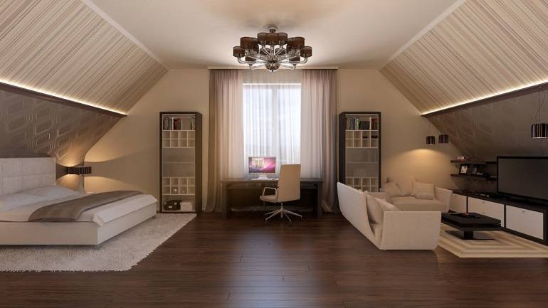 Каким может быть дизайн мансарды спальни, фото готовых стилистических решений