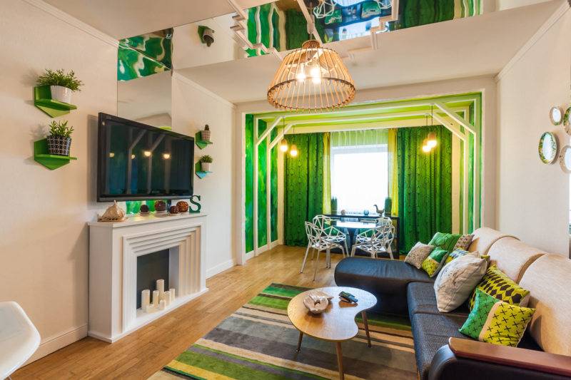 Темно-зеленый диван: в интерьере гостиной, прихожей, кухни, спальни и детской комнаты