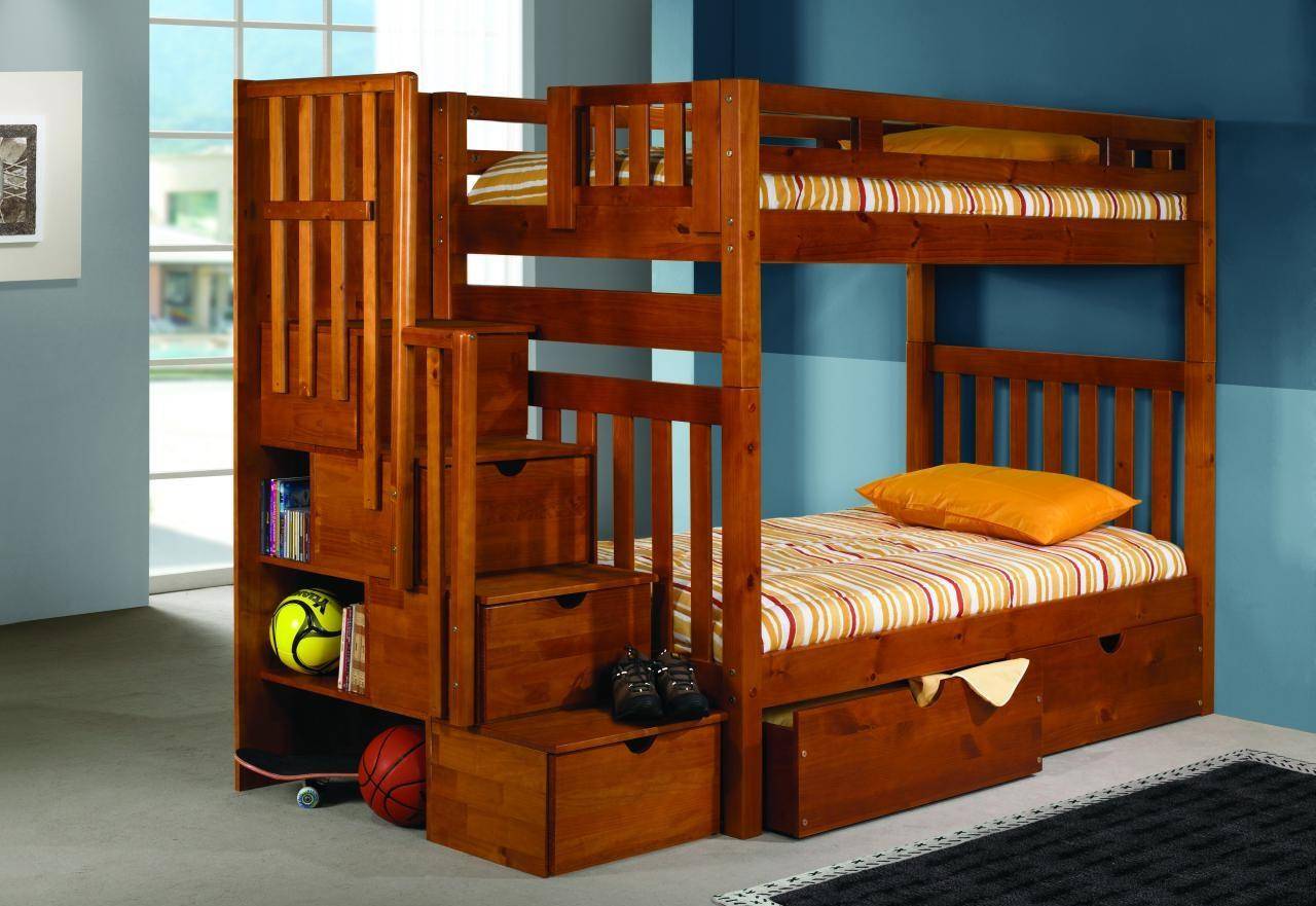 Детская мебель из массива дерева, двухъярусная качественная кровать из натурального дерева для детской