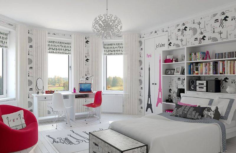 Дизайн комнаты для девушки в современном стиле: интерьер спальни подростка