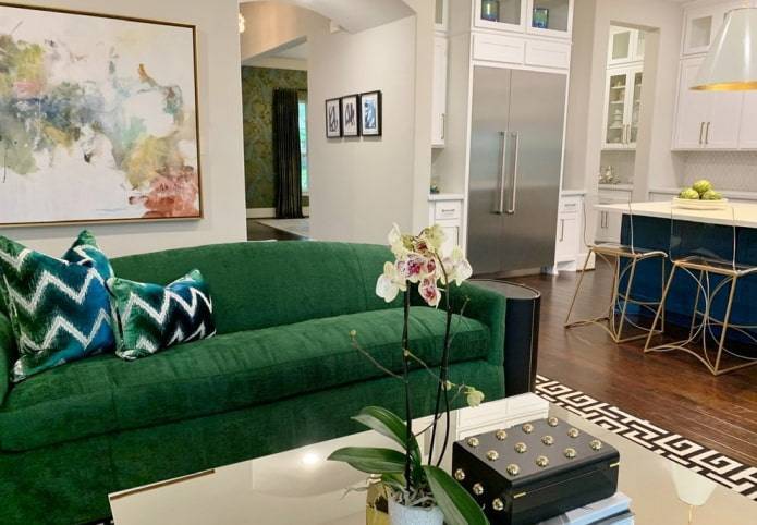 Зеленый дизайн в вашей гостиной - 93 фото примера