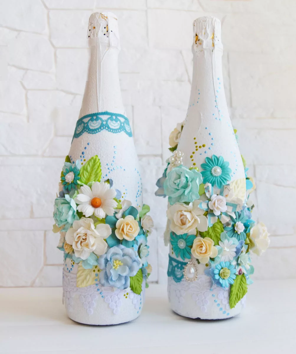 (+106 фото) декор свадебных бутылок своими руками