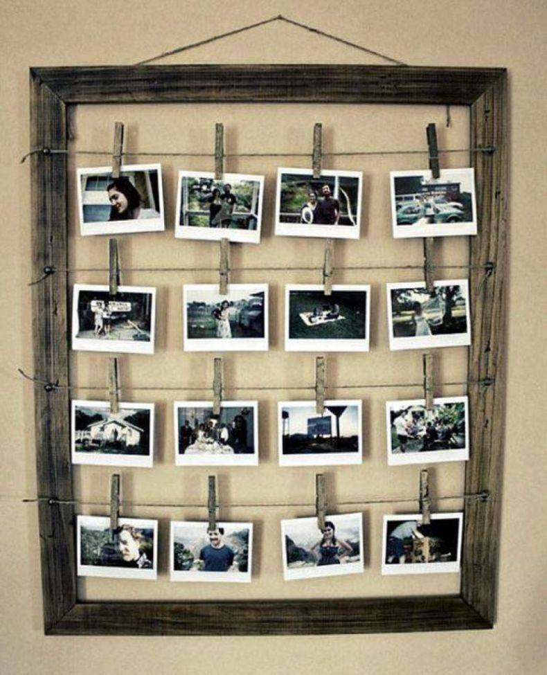 Оформление стены фотографиями: 60+ фото, красивые идеи в рамках, на прищепках и др.