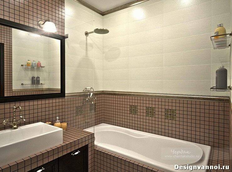 Дизайн ванной в коричнево-бежевых тонах, фото