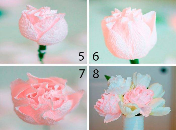 Как сделать цветы из гофробумаги (60 фото)