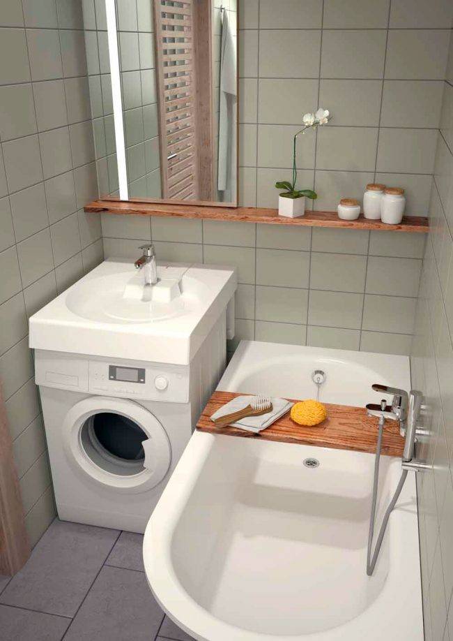 Варианты дизайна маленькой ванной комнаты со стиральной машиной