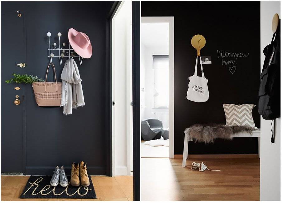 Темный коридор (43 фото): дизайн прихожей в черных и коричневых тонах, нюансы оформления коридора в квартире с темным полом, стенами и дверями