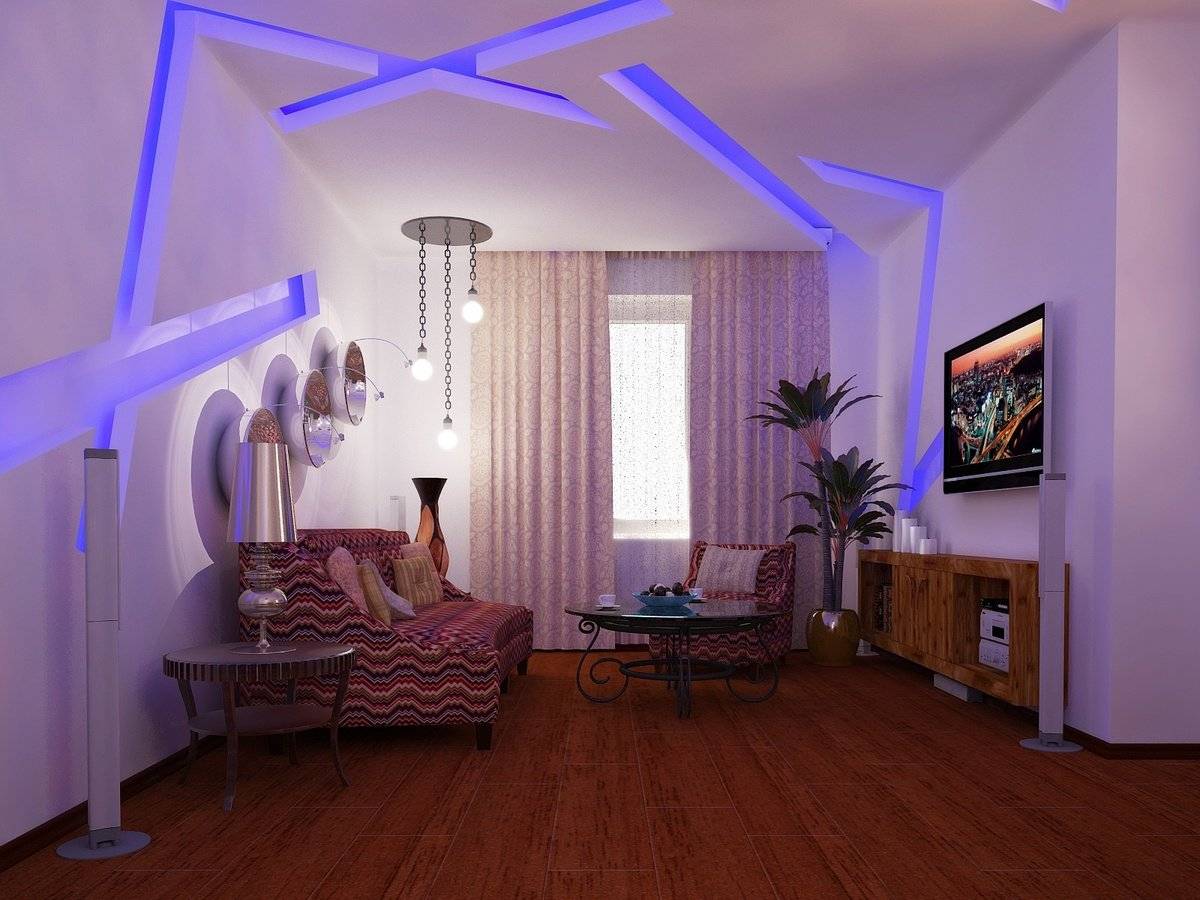 Натяжные потолки с подсветкой в интерьере: выбор стиля и интенсивности света