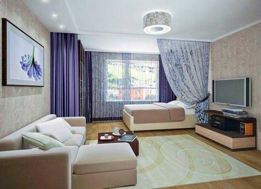Дизайн спальни и гостиной в одной комнате: идеи совмещенного интерьера, вариант для площади 18 кв м + фото