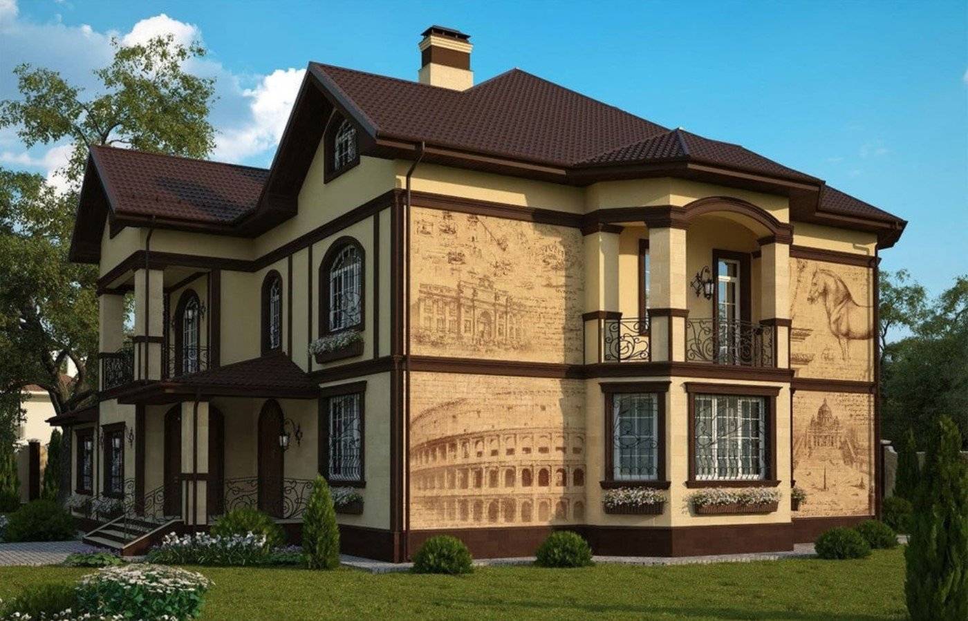 Дизайн фасада частного дома (82 фото): фасадный декор и покраска, правила наружной отделки коттеджа