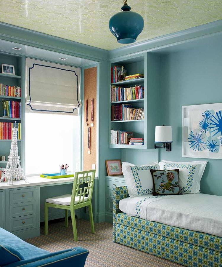 Бирюзовая комната красивая и уютная: продуманный дизайн мебели, обоев и аксессуаров