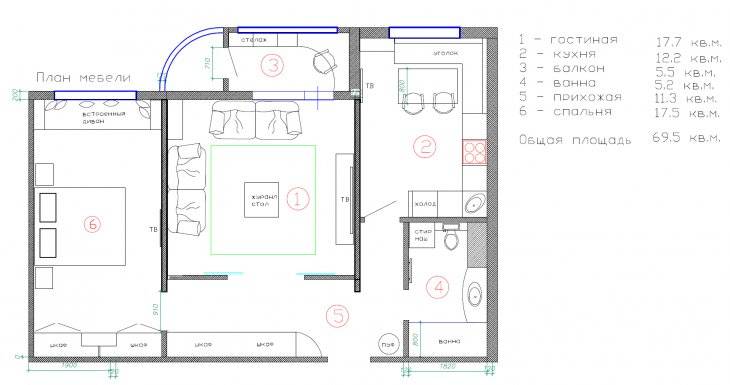 Дизайн квартиры 70 кв. м - лучшие фото идеи планировки, отделки и декора квартиры 70 м²