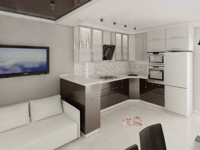 Зонирование кухни и гостиной (64 фото): дизайн комнат, раздвижная стена в столовой с барной стойкой, варианты оформления пола