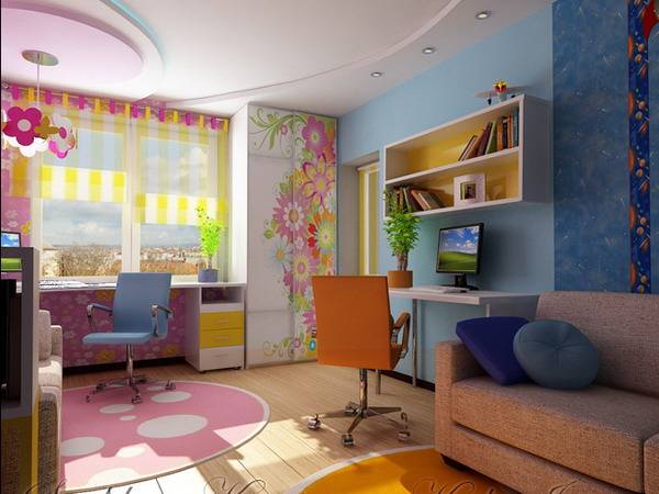 Детская комната для двух детей — идеи дизайна, правила оформления и зонирования комнаты (100 фото)