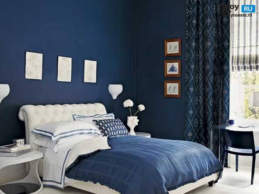 Тонкости оформления спальни в голубых тонах