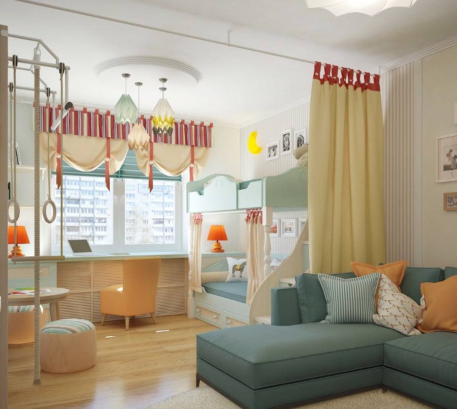 Детская и гостиная в одной комнате – 30 фото, идеи дизайна и зонирования