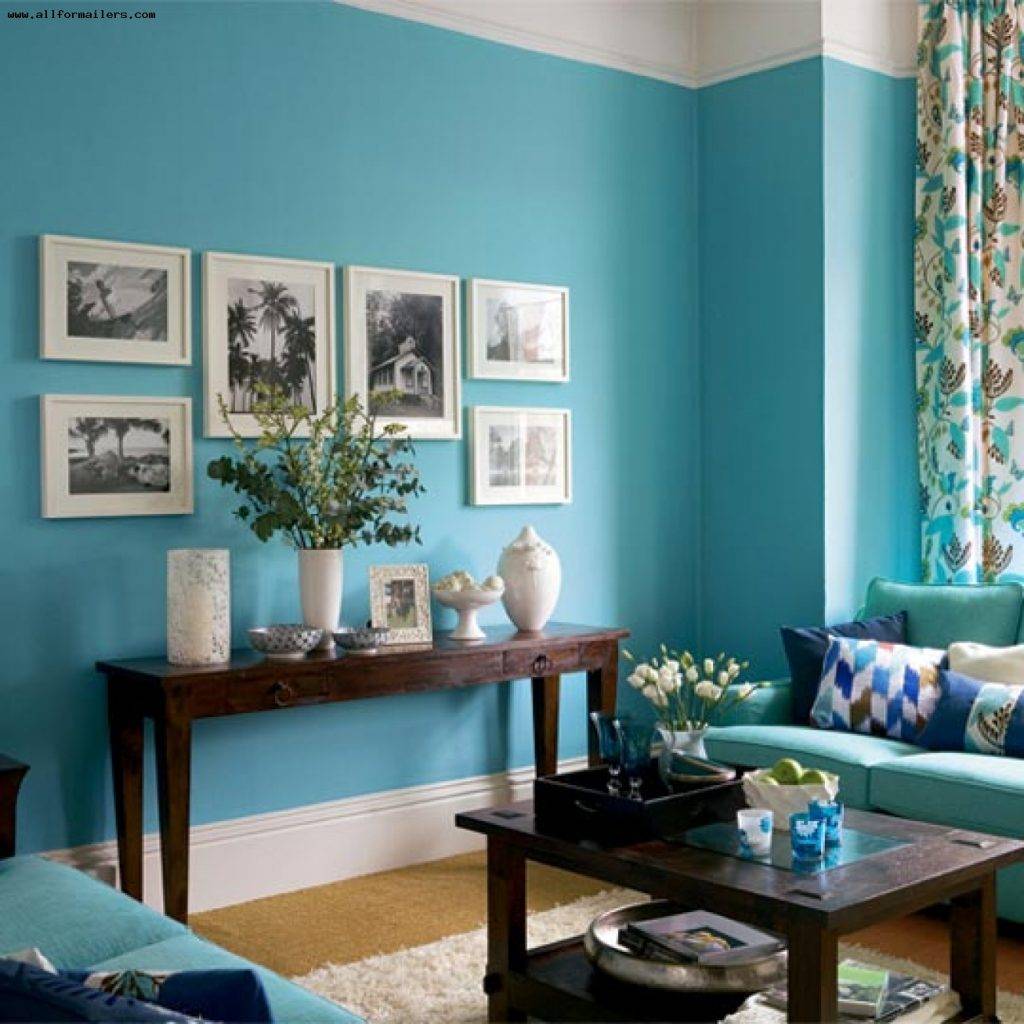 Голубой цвет обоев, стен в интерьере, сочетания голубого в интерьере