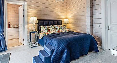 Спальня в деревянном доме — фото дизайна