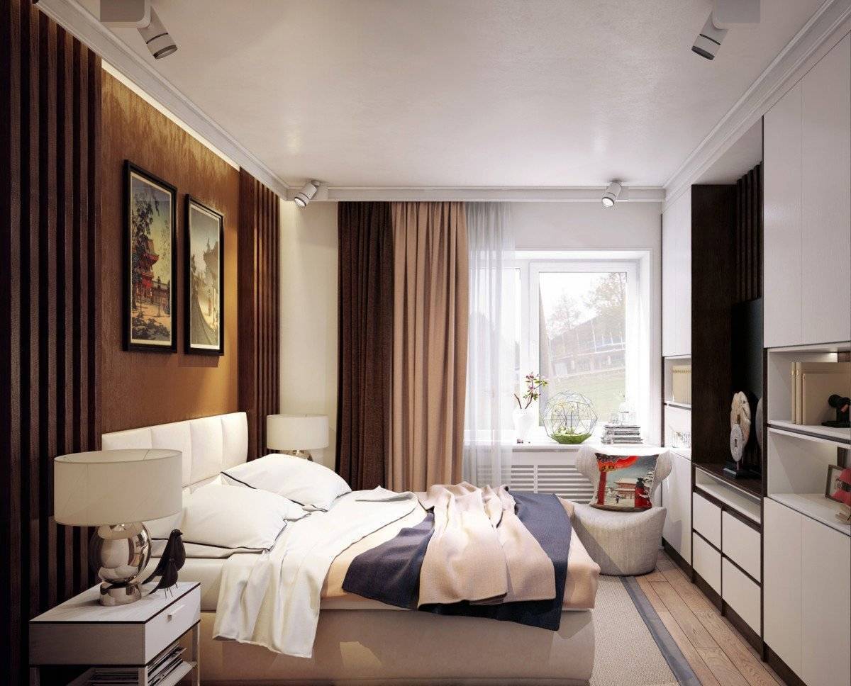 Дизайн спальни 13 кв. м (53 фото): интерьер прямоугольной комнаты