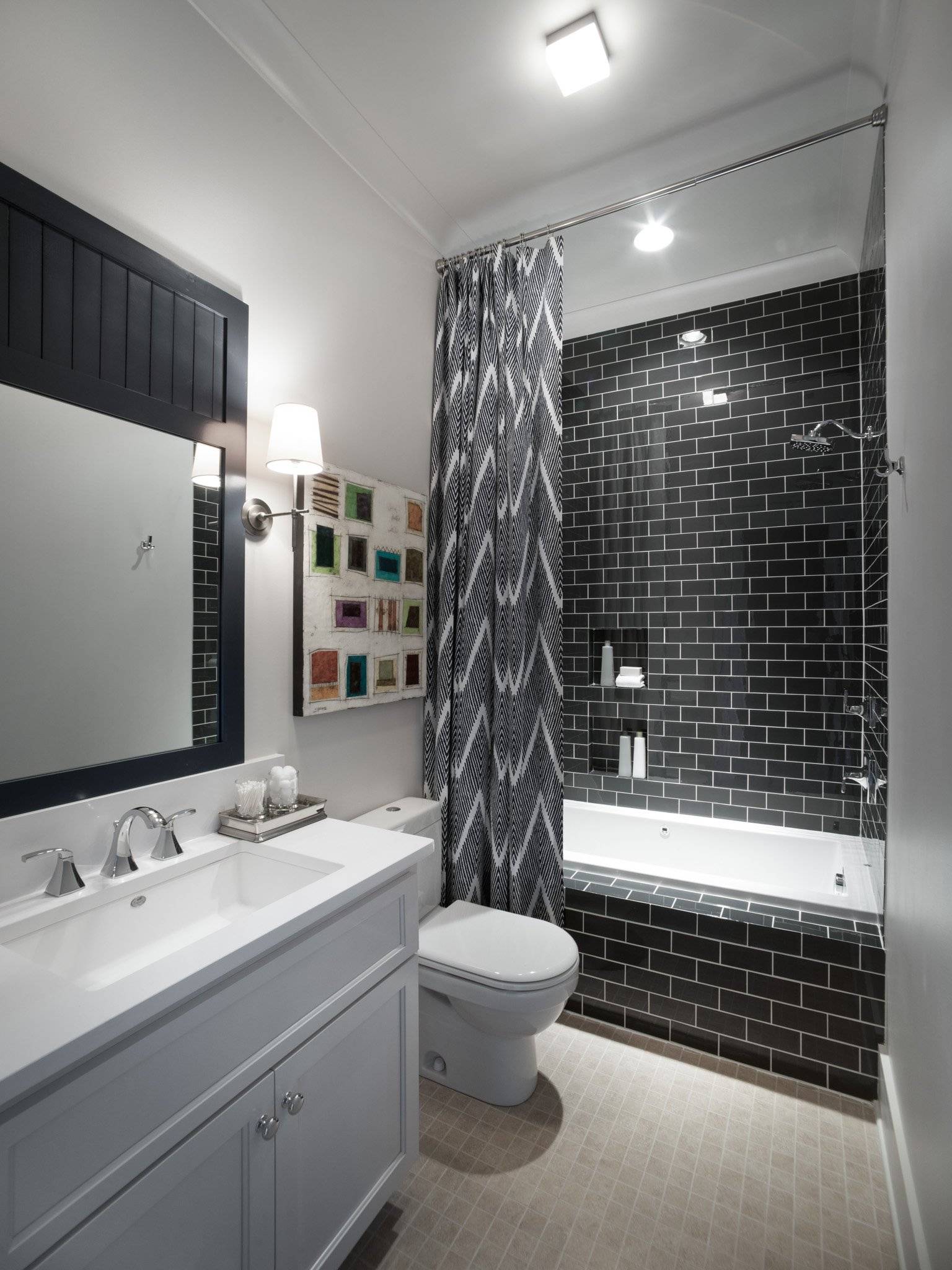 75 вариантов дизайна ванной комнаты в черно-белых тонах — remont-om