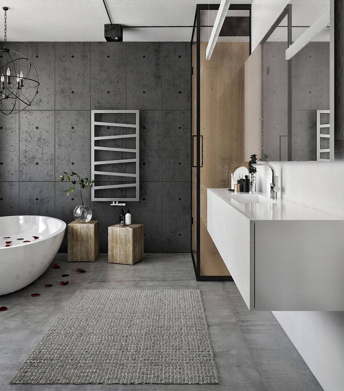 Ванная в стиле лофт (65 фото): дизайн интерьера ванной комнаты маленькой площади, выбор мебели для бетонной ванной
