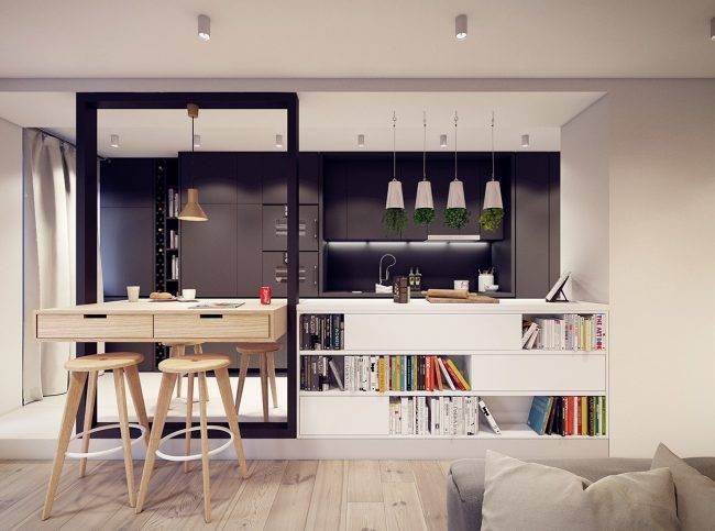 Квартира – студия 22-23 кв. м: дизайн, варианты цветов расстановки мебели