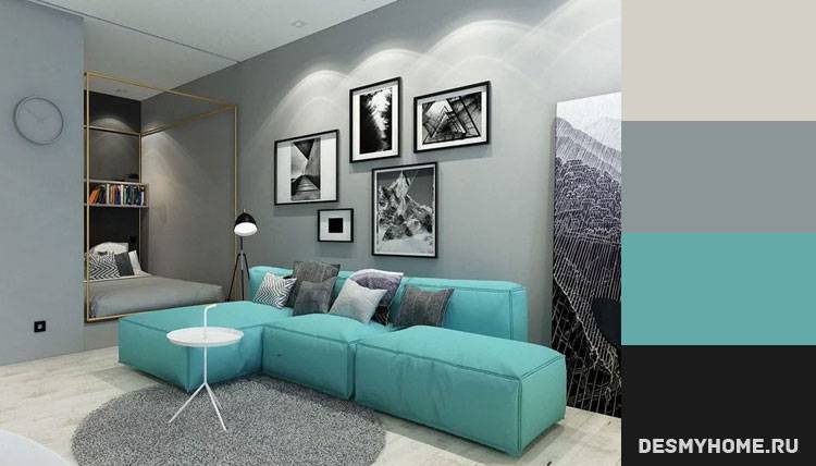 Бирюзовый цвет в интерьере (100 фото) - идеи дизайна комнат, с какими цветами сочетать