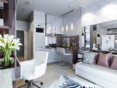 Квартира – студия 22-23 кв. м: дизайн, варианты цветов расстановки мебели