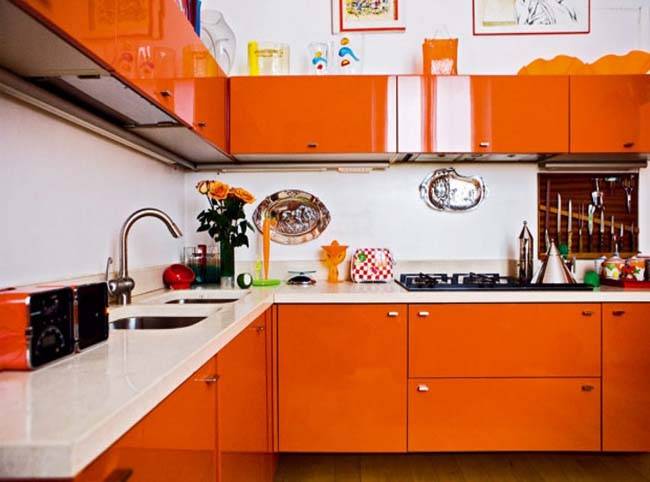 Интерьер для оранжевой кухни