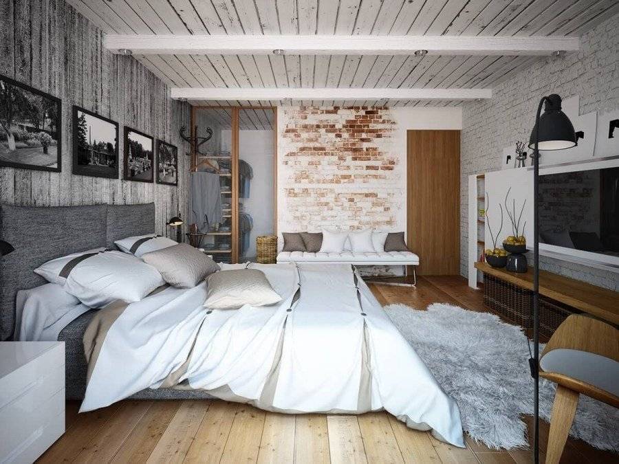 Спальня в стиле лофт: интерьер и дизайн, фото белой маленькой спальни, мужская и подростковая, современная готовая