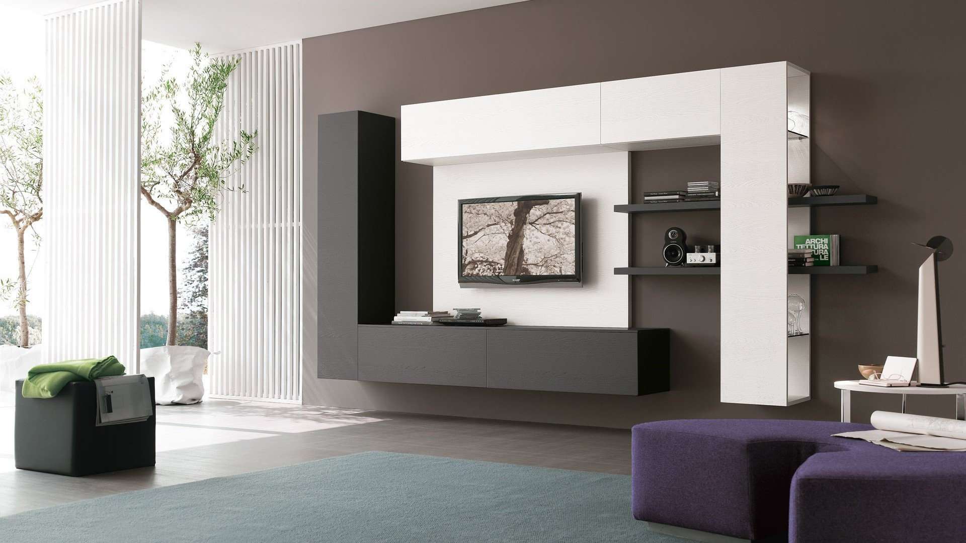 Современные модульные стенки в гостиную (51 фото): глянцевые и угловые мини-горки, новинки 2021 для зала, современные варианты в интерьере