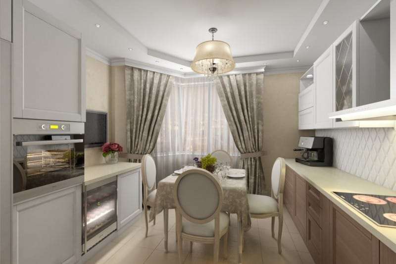 Дизайн кухни с эркером п-44т (57 фото): размеры эркерных кухонь с воздуховодом и вентиляционным коробом в доме и квартире, особенности оформления интерьера
