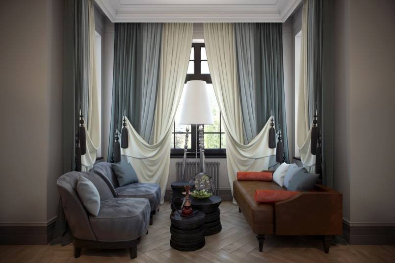 Красивые шторы для гостиной: фото с идеями оформления