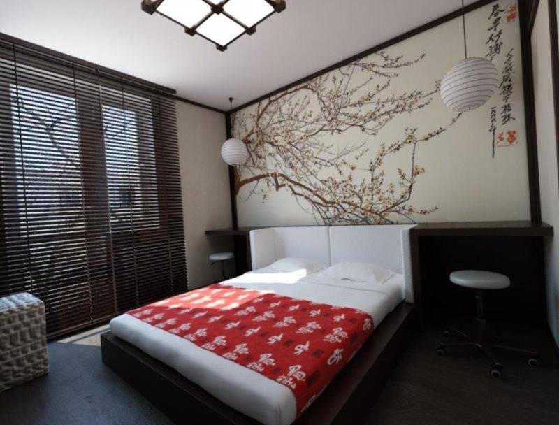 Оформление спальни в японском стиле: приземленная возвышенность