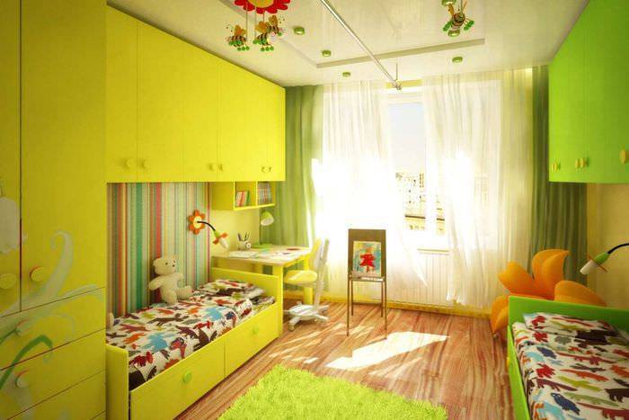 Дизайн детской комнаты для двух разнополых детей - 36 фото