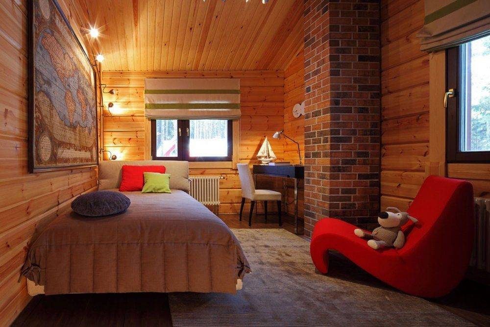 Интерьеры деревянных домов: фото внутри гостиной, кухни, спальни, мансарды