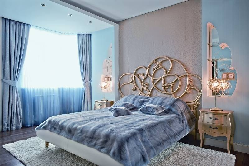 Голубая спальня – идеальное воплощение романтики! - 89 фото примеров