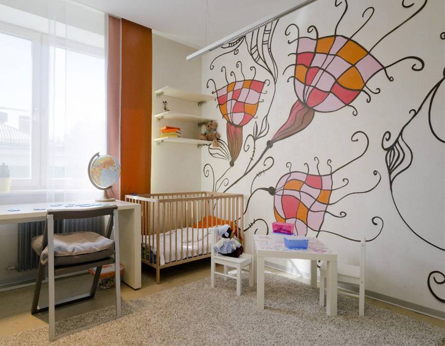 Оформление стен в детской комнате: идеи и фото