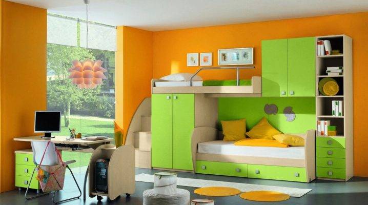 Детские стенки с кроватью (67 фото): модульные спальные гарнитуры со шкафом и двумя кроватями