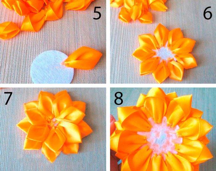 Как сделать красивые цветы из лент своими руками