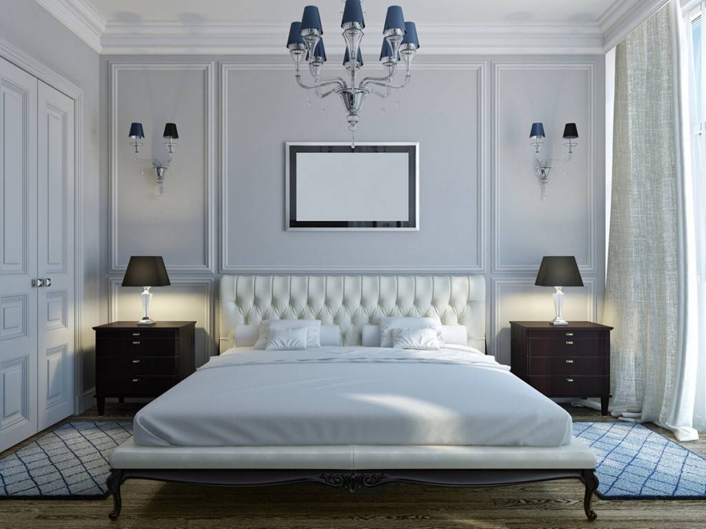 Дизайн спальни в классическом стиле, в том числе особенности интерьера в светлых тонах + фото